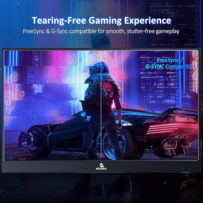 NexiGo 300Hz 17.3 Inch Portable Monitor (NG17FGQ-S), FreeSync, G-SYNC Compatible, FHD IPS Gaming Display, Dual Speakers Eye Care Screen with HDMI/Type C for Laptop PC/MAC/Console, Built-in Kickstand