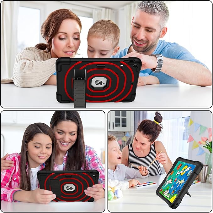 SIBEITU for iPad 9th Generation Case 10.2-inch 2021 with Pencil Holder & Built-in Kickstand, Heavy Duty Rugged Protective Case for iPad 9th/ 8th/ 7th Generation 2021 2020 2019 (Black+Red)