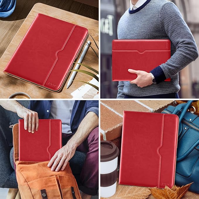 DTTO for iPad Pro 12.9 6th / 5th / 4th / 3rd Generation Case 2022/2021/2020/2018,Premium Leather Folio Stand Cover with Built-in Apple Pencil Holder -Auto Wake/Sleep and Multi Viewing Angles,Red