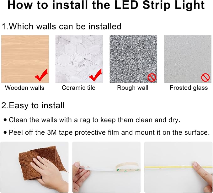 AXMOTUT COB LED Strip Light Warm White, High Bright LED Strips with 2400LEDs, RF Remote and UL Power Supply, 3000K Dimmable LED Lights for Bedroom, Kitchen, DIY Home Decoration