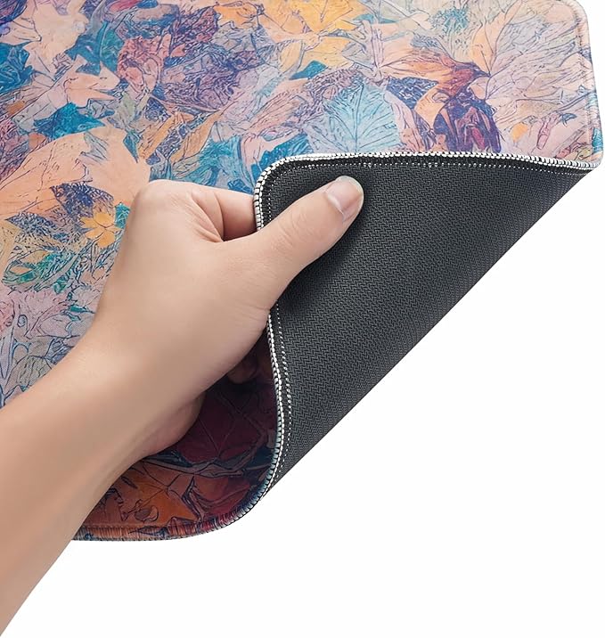 Colored Leaf Mouse Pad,Large Mouse Pad, Soft Rubber Base, Non-Slip Surface,31.5x11.8x0.12inch Long Computer Keyboard Mouse Mat,Office Desk Mat,Gaming Mousepad