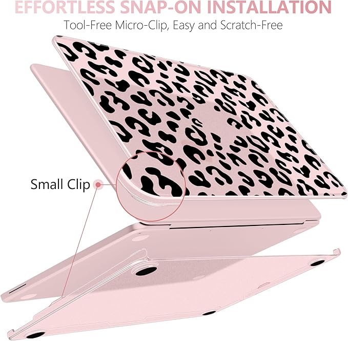 DONGKE for MacBook Neo 13 inch Case 2026 (Model A3404), Artistic Leopard Pattern Ultra Slim Frosted Matte Hard Shell, Anti-Scratch & Fingerprint Resistant Cover, Leopard Blush