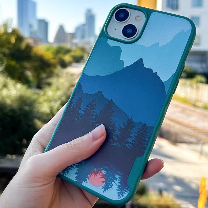 Smartish® iPhone 15 Pro Max Magnetic Case - Gripmunk Compatible with MagSafe [Lightweight + Protective] Slim/Thin Grip Cover with Microfiber Lining for Apple iPhone 15 Pro Max - Moving Mountains