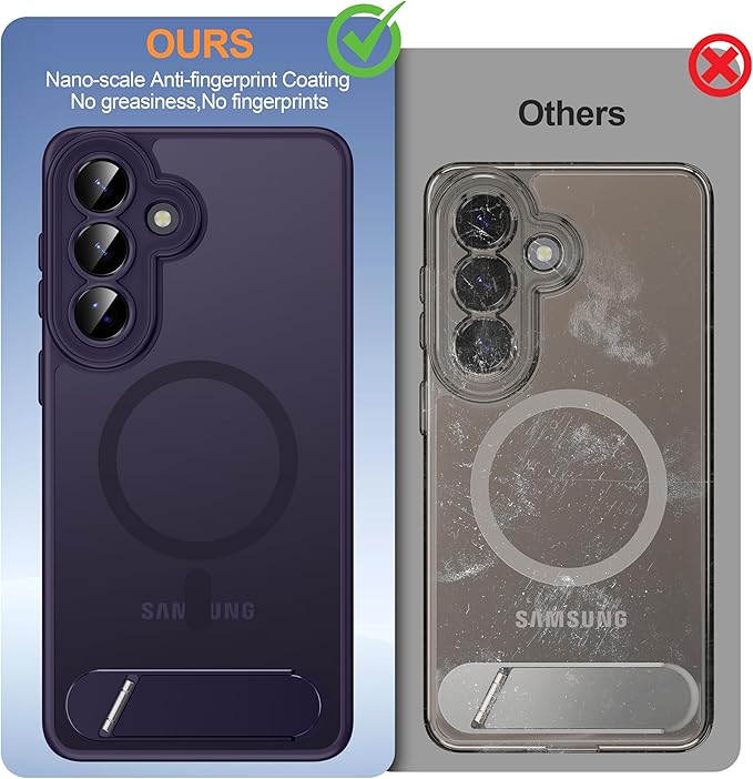 Magnetic for Samsung Galaxy S26+ Plus Case, [Compatible with MagSafe][Full Camera Protection][Built-in Invisible Kickstand] Translucent Matte Phone Case for S26 Plus 6.7" - Purple