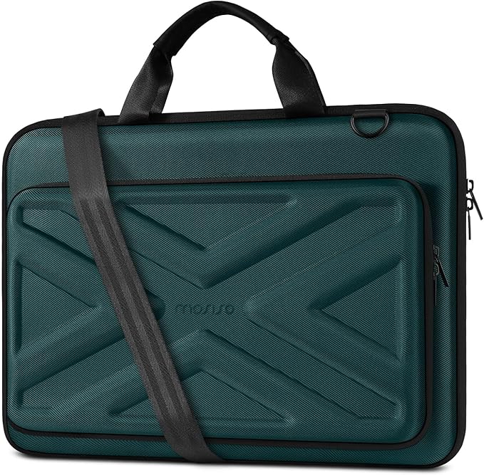 MOSISO Laptop Bag for Men,13-14 inch Computer Bag Compatible with MacBook Neo 13 /Air 13.6 / Pro/Air 13, HP, Dell, Lenovo, Asus, Hard Shell Laptop Case with Front Pocket&Shoulder Strap, Teal Green