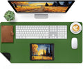 Bloss Green Leather Mouse Pad,Leather Desk Mat Protector,Dual-Side Use Mouse Mats,Office Desks Mats,Laptop Protector Desks Mat,Waterproof Keyboard Pads,Desk Writing Pad for Office/Home.31.5"x 15.7"