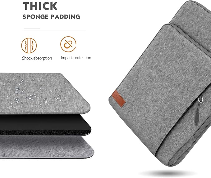 MoKo 9-11 Inch Tablet Sleeve Bag Carrying Case with Storage Pockets Fits New 11-inch iPad Air M4 2026/iPad Pro M5, iPad Pro/A16 11, iPad Air 5/4th 10.9, iPad 9/8th 10.2, Tab S8/S9 11, Light Gray
