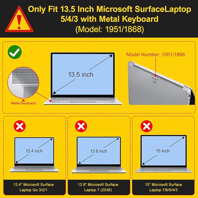 Case for 13.5" Microsoft Surface Laptop 5/4/3 with Metal Palm Rest ONLY 2019-2022 Release Models:1868/1951, Plastic Hard Shell Case with Keyboard Cover & Screen Protector, Glasses Giraffe