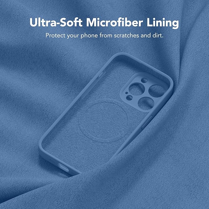 Magnetic for iPhone 13 Pro Max Case, Compatible with MagSafe, [Full Camera Protection][Screen Protector] Silicone Shockproof Protective Phone Case for iPhone 13 Pro Max 6.7", Lake Blue