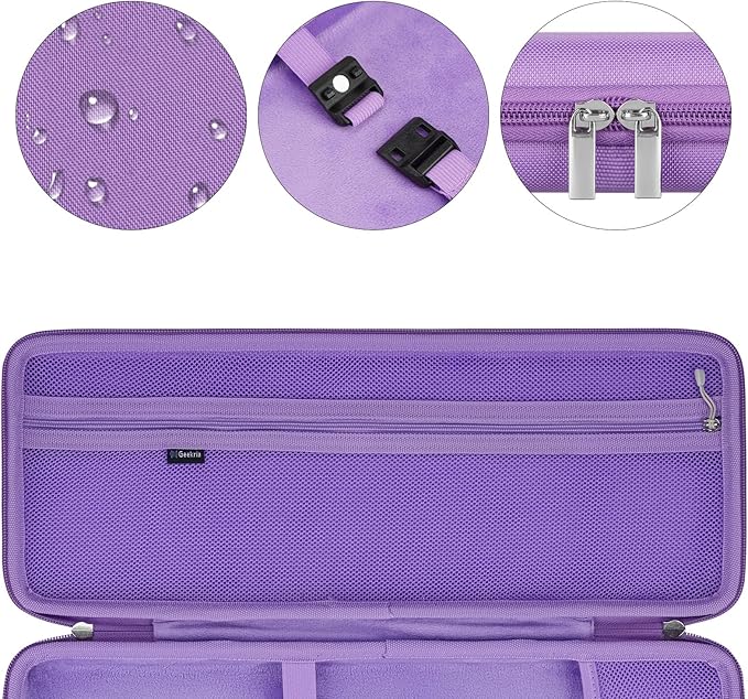 GEEKRIA Keyboard and Mouse Combo Case, Hard Shell Travel Carrying Bag for Compact 84 Key Low Profile Gaming Keyboard, Compatible with Logitech POP Keys, Nuphy Air75, LOFREE Flow84 (Purple)