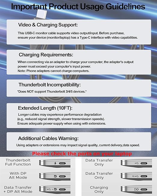 USB C Monitor Display Cable 4K@144Hz Video, 3FT 2-Pack, USB C 20Gbps Data and Power 100W PD Fast Charging Cord, USB 3.2 Cable for Car Carplay,Docking Station, Portable Monitor, VR, Phone, Laptop,SSD