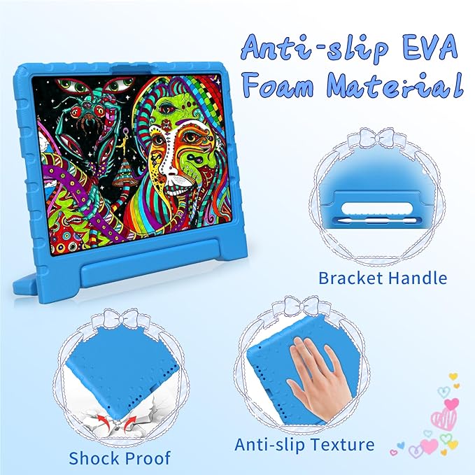 for iPad Pro 11 inch Case 2024 M4 5th Generation, Kids Proof Case for iPad 11 Pro, Protective Cover for iPad Pro 11" with Pencil Holder, Anti-Slip Handle Stand, Blue