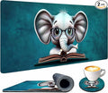 Elephant Mouse Pad Cute Large with Stitched Edges 31.5 x 11.8, Desk Pad Desk Mat for Desktop Decor and Accessories Workplace Home XXL Mouse Pad for Gaming Office Big Mousepad