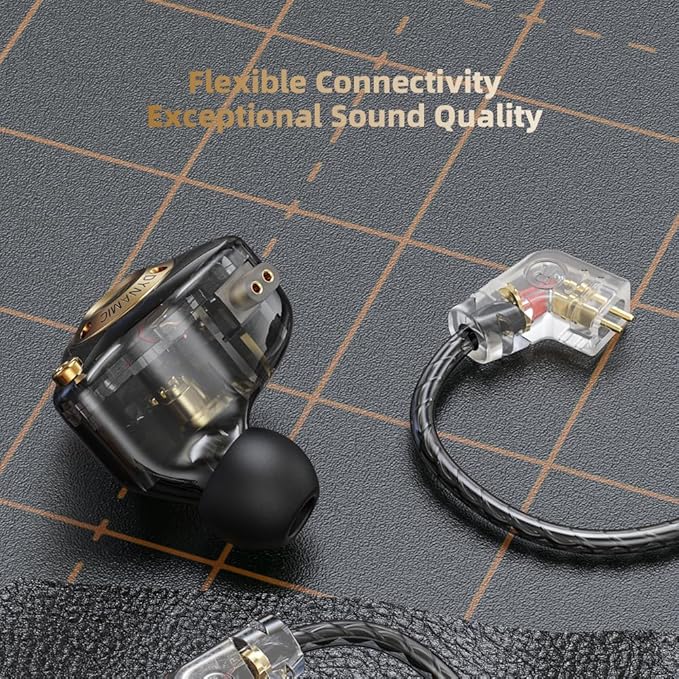 Piluyaa Wired Gaming Headphones IEM Earphones with 1DD，QKZ ENZO in Ear Monitor, HiFi Detachable Cable Earbuds, Bass Sound with New 11mm Dynamic Driver for Video Music Gaming (White)
