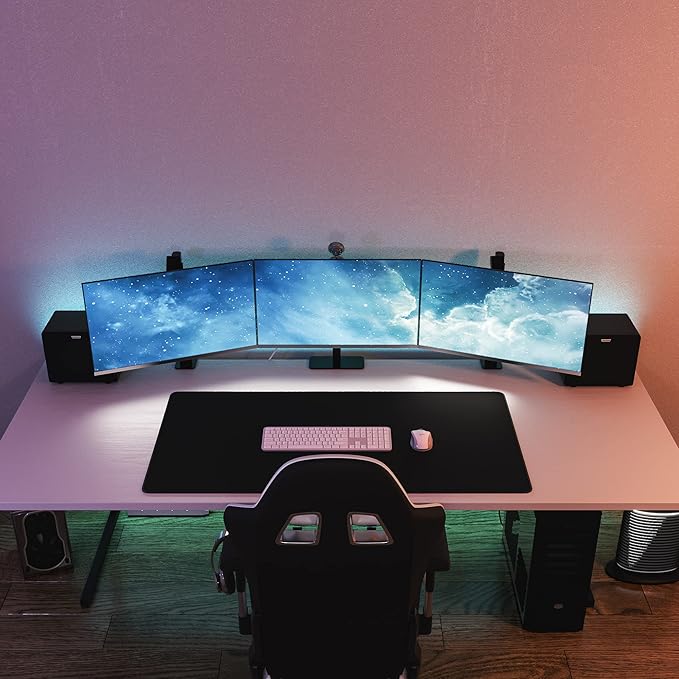 Mega Size Gaming Mouse Pad - Anti Slip Rubber Base - Stitched Edges - Large Desk Mat - 48" x 24" x 0.16" (Mega, All Black/No Logo)