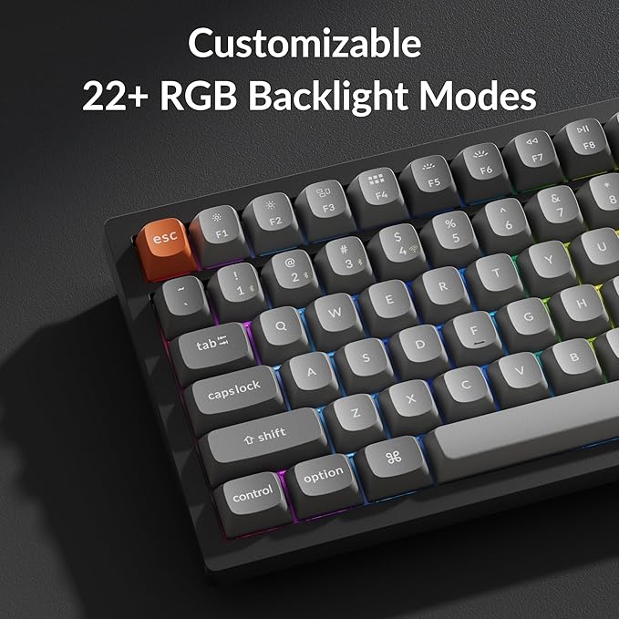 Keychron K4 Max Wireless Custom Mechanical Keyboard with Number Pad, QMK Programmable 100 Keys RGB Backlight, Bluetooth/2.4 GHz/Wired PBT Keycaps Compatible with Mac Windows Linux