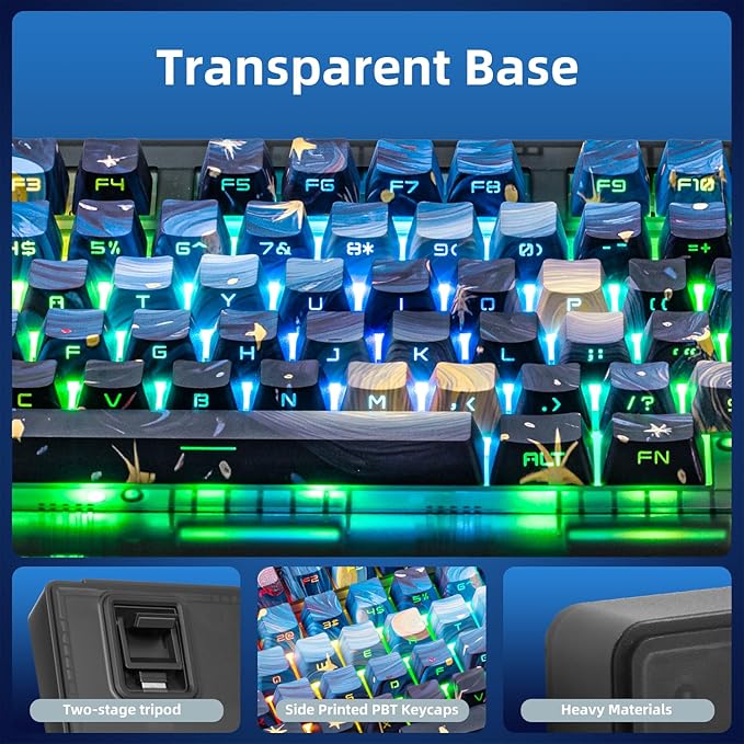 ZORNHER ZH980 Mechanical Keyboard,95% Blue Creamy Keyboard with Number Pad,Van Gogh's Starry Night Dye Sublimation PBT Keycaps,Pre-lubed Silent Switches,Hot-Swappable