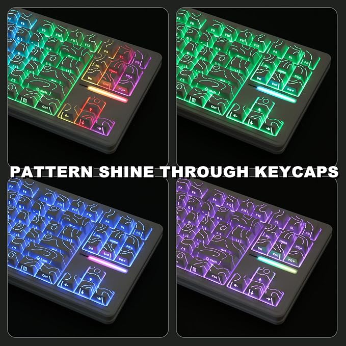 YUNZII YZ87 Gasket Mechanical Keyboard,TKL Wireless Hot Swappable with 5-Layer Padding, BT5.0/2.4G/USB-C NKRO RGB Backlit for Win/Mac(White Line, Milk Switch)