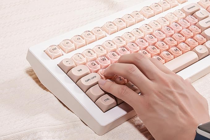 ZORNHER CG870 Foundation Mechanical Keyboard,80% Pink Creamy Keyboard Wireless,Gaming Keyboard Cute,Jelly MOA Profile Round Keycaps,Creamy Sounding Linear Switches,PC Gaming