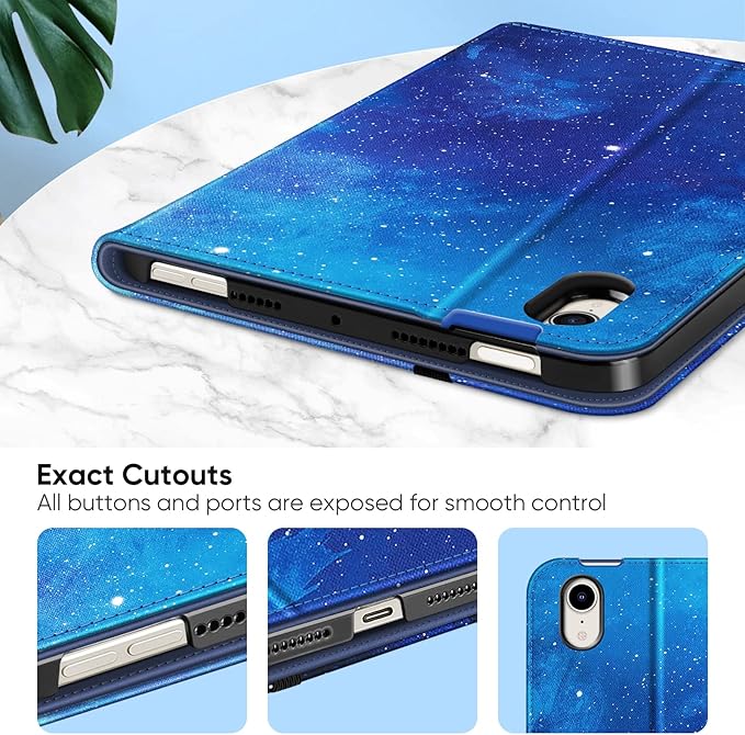 Fintie Folio Case for iPad Mini 7 (A17 Pro, 7th Generation) 2024 / iPad Mini 6 (6th Gen) 8.3 Inch, Multi-Angle Smart Stand Cover with Pencil Holder & Pocket, Auto Sleep/Wake, Starry Sky