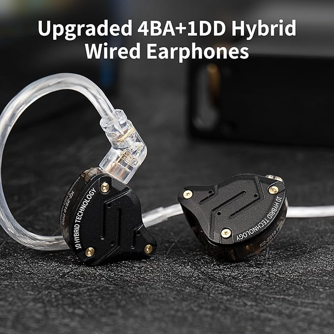 KZ ZS10 Pro Gaming Earbuds Headphone, KZ in Ear Monitor IEM HiFi Earphone with 5 Driver 4BA 1DD with Detachable 0.75mm 2 Pin Cable for Singer Musician Drummer (Purple with Mic)