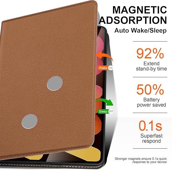 Case for iPad mini 7 (A17 Pro) 2024, iPad mini 6th Generation 2021, Leather Protective Shockproof Smart Cover Adjustable Stand - Auto Wake/Sleep and Multiple View Angles,Brown
