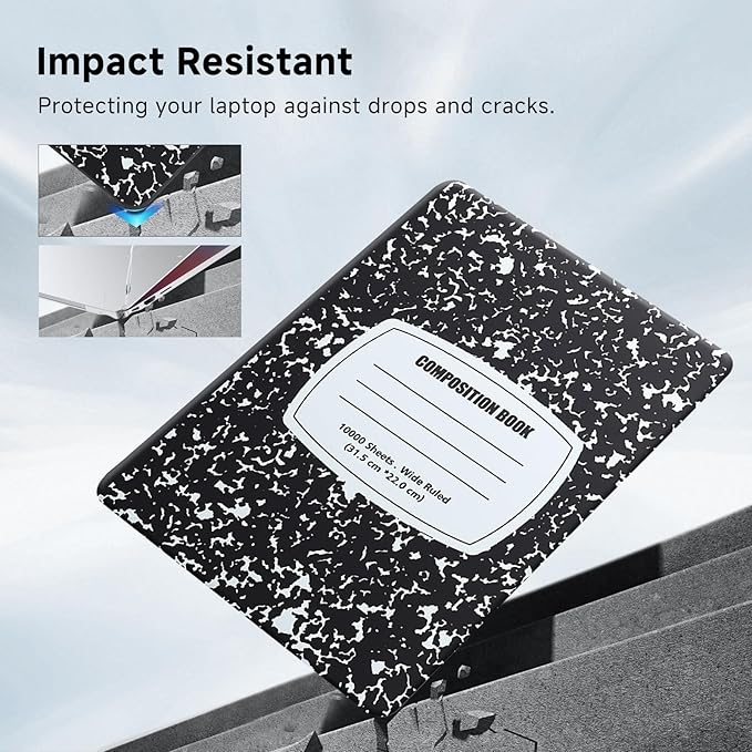 Funut for MacBook Air 13 inch M5 2026 2025-2022 M4 M3 M2 A3449 A3240 A3113 A2681, Plastic Laptop Hard Shell Case & Keyboard Cover for M2 M3 M4 M5 MacBook Air 13 inch,Composition Book