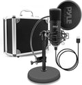 USB Microphone Podcast Recording Kit - Audio Cardioid Condenser Mic w/Desktop Stand and Pop Filter - for Gaming PS4, Streaming, Podcasting, Studio, YouTube, Works w/Windows Mac PC - Pyle PDMIKT120