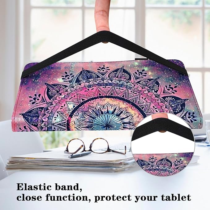 Case for iPad (A16) 11th Generation 11 Inch (2025), iPad 10th Generation 10.9 Inch (2022), Multi-Angle Viewing PU Leather Case with Elastic Band, Pencil Holder & Card Slots-Mandala