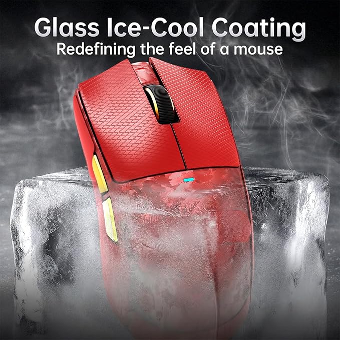 ATTACK SHARK X11Ultra 8K Carbon Fiber Wireless Gaming Mouse with 42000 DPI-PAW3950 MAX Sensor-63g Lightweight,Nordic 54L15 MCU Chip,Wired/BT/2.4Ghz,100 Million Clicks,Programmable for PC FPS(Red+Tape)