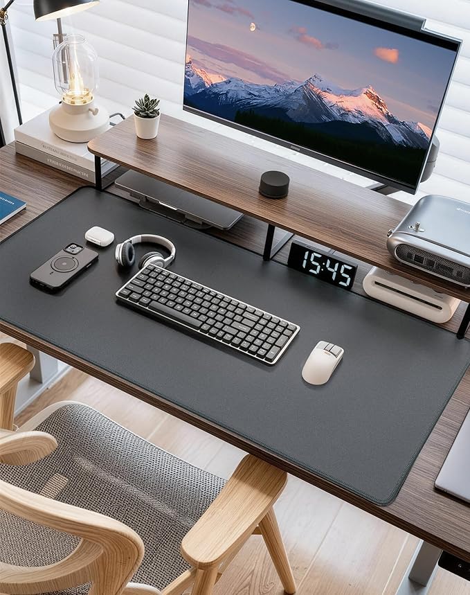 Reniteco Waterproof Large Gaming Mouse Pad with Durable Stitched Edges, Non-Slip Rubber Base, Grainy Jacquard Mouse Mat Desk Pad for Home Office Gaming, 31.5''x11.8''x0.12'', Matte Gray