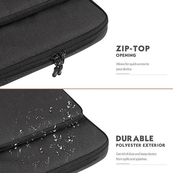 MoKo Laptop Sleeve Bag for 13.3-14 Inch, Notebook Carrying Case with Pocket Fits New MacBook Pro M3/M2 14" /13" M2/M1 Pro/M1 Max 14.2 2023-2021/Air 13.6" M2 2022, Surface Pro 9/8 13", Black & Gray
