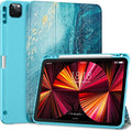DTTO for iPad Pro 11 inch 4th/3rd/2nd/1st Generation 2022/2021/2020/2018 Case, Smart Slim Trifold Stand Soft TPU Back Cover with Built-in Pencil Holder, Also Fit iPad Air 5/4,Sandy Wave