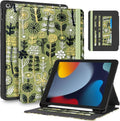 Uppuppy for iPad 9th/8th/7th Generation Case 10.2'' - for Women Girls Cute Embroidered Folio Stand Cover with Pencil Holder & Card Slot Kawaii Girly Forest Design Aesthetic Cases for iPad 7th/8th/9th