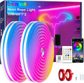 Cozylady RGB Neon LED Rope Lights, Waterproof Bluetooth APP Remote Control Music Sync Strip Lights, 24V Flexible DIY Silicone Light for Bedroom Home Indoor Outdoor Decor (30M/100Ft)