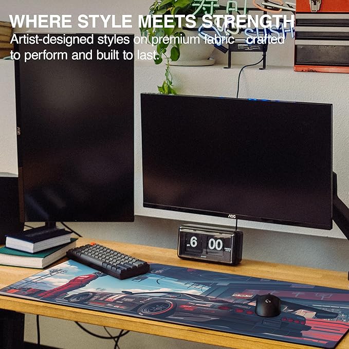 MPCO. Original Large Gaming Desk Mat – 36" x 17" Duraglyde Manga Motors Sanjis-Supra Full Desk Mouse Pad for Smooth Precision – Non-Slip, Washable Extra-Large PC Mouse Pad for Gaming Sessions