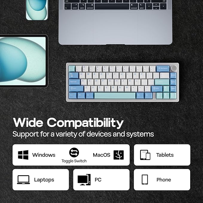 EPOMAKER Galaxy65 Wireless QMK/VIA Mechanical Keyboard, Ball-Catch Anodized Aluminum Custom Keyboard, Pre-Lubed Hot-Swappable Switch, RGB Backlit, Rotary Knob, 2.4Ghz/BT/Type-C (Silver)