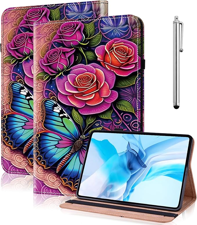 Case for iPad mini 5 (5th Generation,2019), iPad mini 4 3 2 1 Case 7.9 Inch with Auto Wake/Sleep & Elastic Band & Card Slot/Holder, Multi-Angle Viewing Stand Cover - Colorful Butterfly