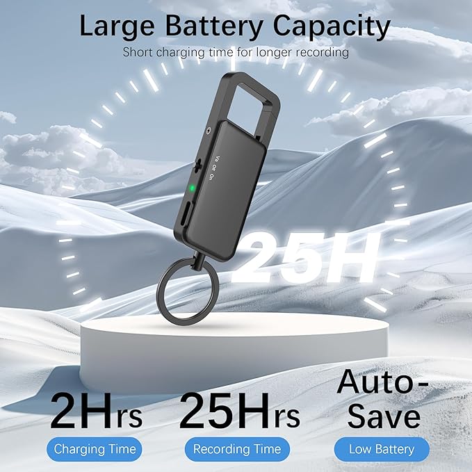 128GB Digital Voice Recorder – 9000 Hours Storage, 24-Hour Battery, Intelligent Noise Reduction, USB-C Voice Activated Audio Recorder for Meetings, Lectures, Interviews