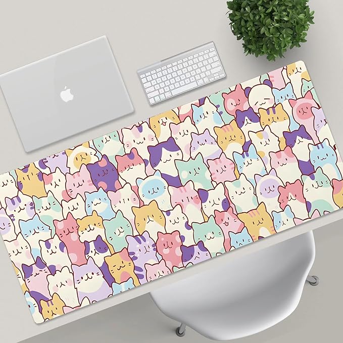 Gaming Mouse Pad XL Extended Anime Mouse Pad 31.5x11.8 inch, Large Cute Kawaii Big Computer Mouse Mat Desk Pad with Non-Slip Rubber Base and Stitched Edge for Home Office