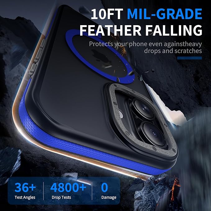 Strong Magnetic for iPhone 17 case [10Ft Military-Grade Protection] Compatible with fit MagSafe Shockproof Slim Thin Cover case for iPhone 17 6.3 inch, Blue Bumper