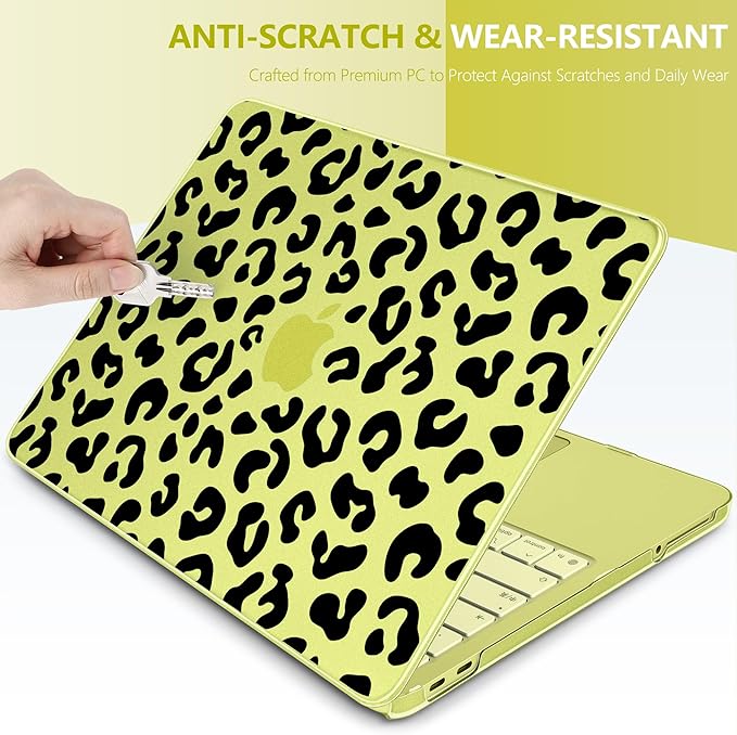 DONGKE for MacBook Neo 13 inch Case 2026 (Model A3404), Artistic Leopard Pattern Ultra Slim Frosted Matte Hard Shell, Anti-Scratch & Fingerprint Resistant Cover, Leopard Citrus