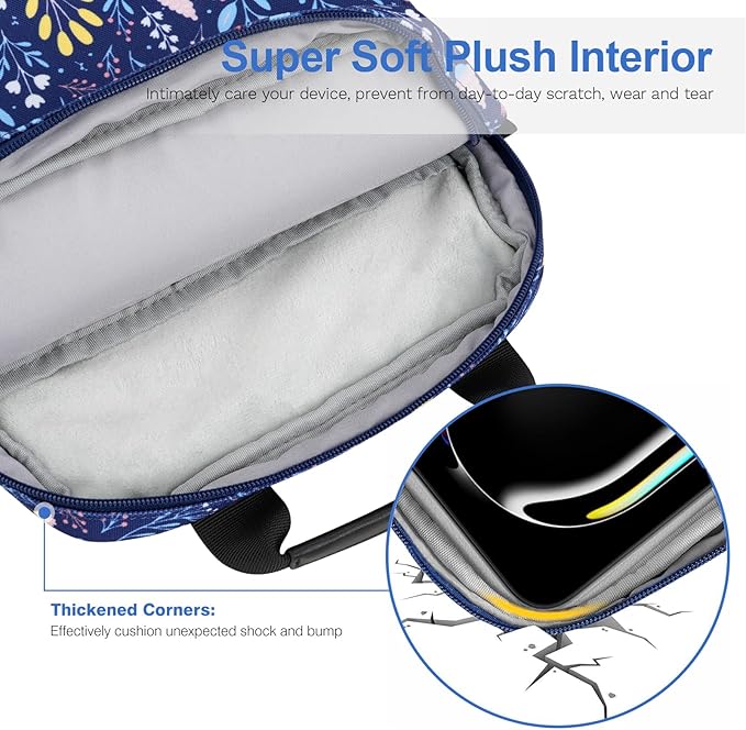 Dadanism 13 Inch Tablet Sleeve Shoulder Bag with Handle for iPad Pro 13" M4 2024, iPad Air 13", iPad Pro 12.9", Galaxy Tab S10+ Plus/S9 FE+/S9+ Plus 12.4", Remarkable Paper Pro 11.8", Night Blue