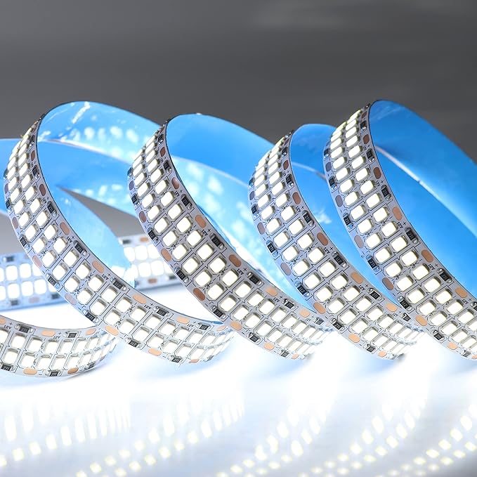 LEDENET 2835 SMD Cold White LED Strip Lights 6500K 16.4ft Double Row 2400 LEDs Flexible LED Strip Tape Light Ribbon Lamp DC 12V LED Daylight Dimmable Strip Lights for Bedroom Lighting