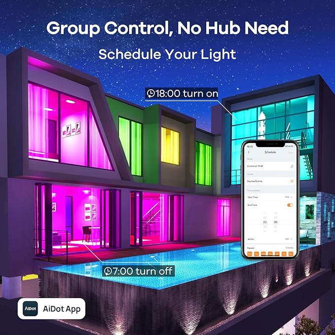 Linkind Smart Light Bulbs, Smart Bulb That Work with Alexa & Google Home, LED Light Bulbs Color Changing, 104 Preset Scene, Music Sync, A19 E26 2.4GHz RGBTW WiFi Bluetooth Light Bulb 60W, 800LM, 4Pack