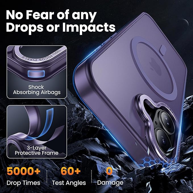 for iPhone 17 Case with 2X Screen Protectors [Compatible with MagSafe] Military Grade Drop Protection Skin Feeling Cover Shockproof Slim Fit iPhone17 Phone Case 6.3 inch,Purple