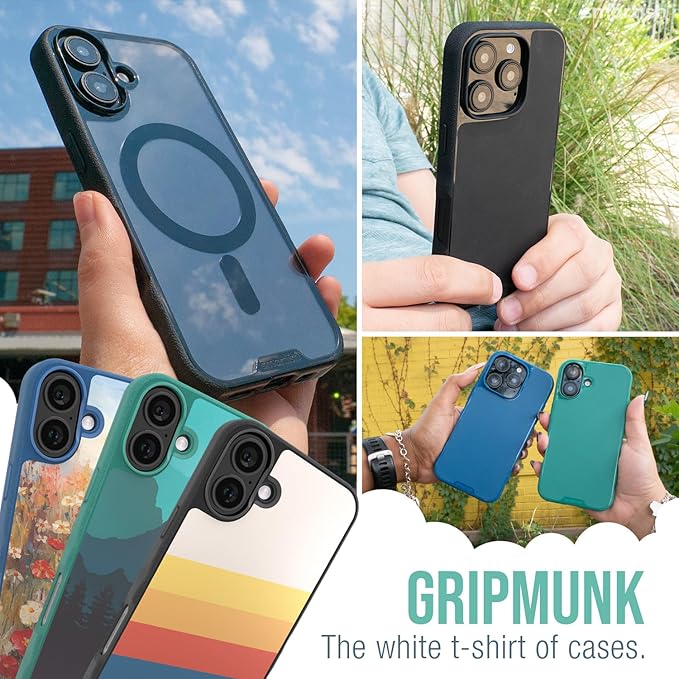 Smartish® iPhone 16 Plus Magnetic Case - Gripmunk Compatible with MagSafe [Lightweight + Protective] Slim & Thin Grip Cover with Microfiber Lining for Apple iPhone 16 Plus - Custom Prints