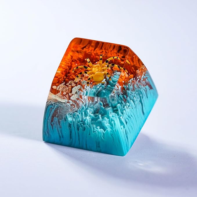 Tarantula Spider Artisan Keycap Blue and Brown Forest R1 SA Profile Custom Insects Keycaps 1U ESC Handmade Gaming Resin Key Cap Cherry MX Switch Compatible Mechanical Keyboard Spider Lover Gift