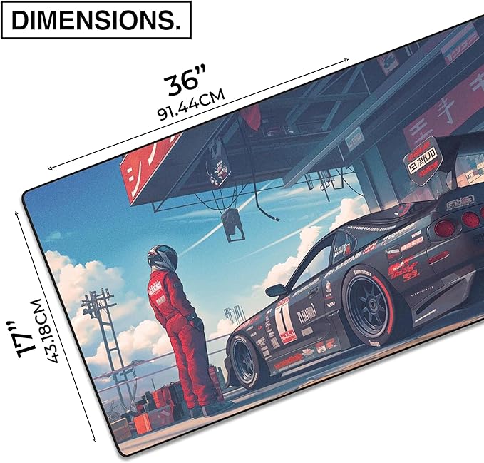 MPCO. Original Large Gaming Desk Mat – 36" x 17" Duraglyde Manga Motors Sanjis-Supra Full Desk Mouse Pad for Smooth Precision – Non-Slip, Washable Extra-Large PC Mouse Pad for Gaming Sessions