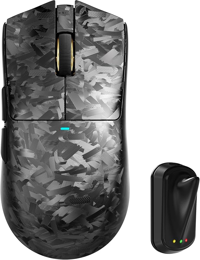 ATTACK SHARK X11 Ultra 8K Carbon Fiber Wireless Gaming Mouse with 42000 DPI-PAW3950 MAX Sensor-63g Lightweight,Nordic 54L15 MCU Chip,Wired/BT/2.4Ghz,100 Million Clicks,Programmable for PC Mac(Black)